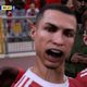 A screenshot of three soccer players, mouths ajar, from eFootball 2022.